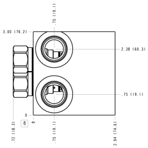 FMK Sun Hydraulics Cross port with make up checks Line mount manifold drawing