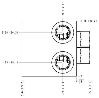FMV Sun Hydraulics Cross port with make up checks Line mount manifold drawing