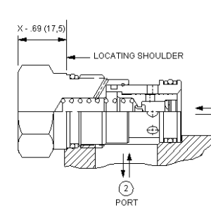 FQEA-XAN Sun Hydraulics Flow fuse Valve – installation dimensions drawing, cavity T-5A
