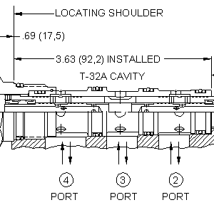 FSDS-XAN Sun Hydraulics Flow divider-combiner Valve – installation dimensions drawing, cavity T-32A
