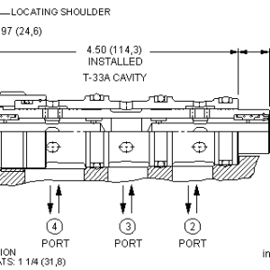 FSEG-XAN Sun Hydraulics Flow divider-combiner Valve – installation dimensions drawing, cavity T-33A
