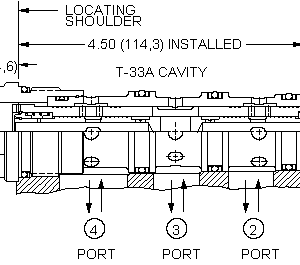 FSEH-XAN Sun Hydraulics Flow divider-combiner Valve – installation dimensions drawing, cavity T-33A