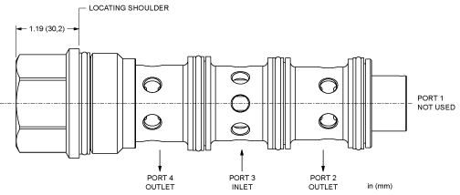 FSFA-XAN Sun Hydraulics Flow divider-combiner Valve – installation dimensions drawing, cavity T-34A
