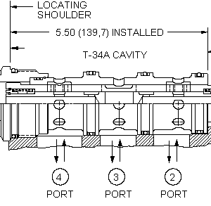 FSFS-XAN Sun Hydraulics Flow divider-combiner Valve – installation dimensions drawing, cavity T-34A