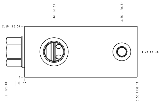 H2W Sun Hydraulics Ninety degree with reverse flow check - reducing Line mount manifold drawing