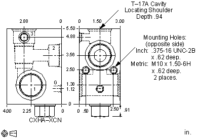 H7L Sun Hydraulics Through port 1 with reverse flow check Line mount manifold drawing