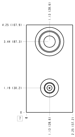 HEX Sun Hydraulics Ninety degree with high capacity port 3 and gauge port Line mount manifold drawing