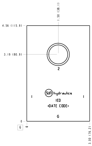 IED Sun Hydraulics Through port with gauge port Line mount manifold drawing