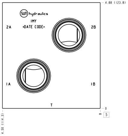 IMY – Cross port with make up checks – IMY_5B IMY Sun Hydraulics Cross port with make up checks Line mount manifold drawing