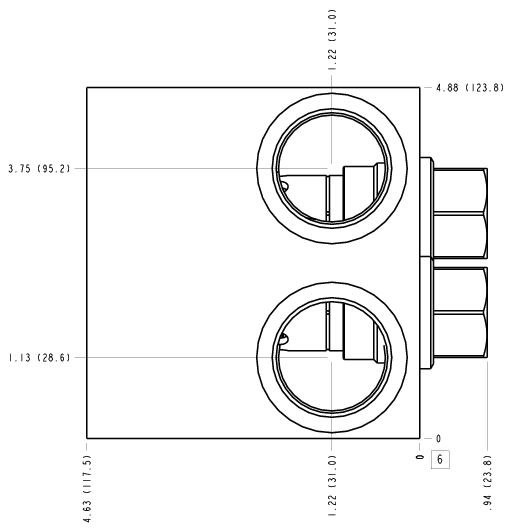 IMY Sun Hydraulics Cross port with make up checks Line mount manifold drawing