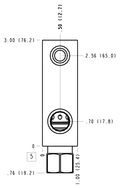 J2B – Ninety degree with reverse flow check - reducing – J2B_5B J2B Sun Hydraulics Ninety degree with reverse flow check - reducing Line mount manifold drawing