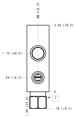 J2B – Ninety degree with reverse flow check - reducing – J2B_7B J2B Sun Hydraulics Ninety degree with reverse flow check - reducing Line mount manifold drawing