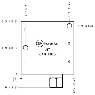 J6T Sun Hydraulics Ninety degree with reverse flow check - sequence Line mount manifold drawing