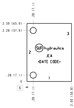 JCA Sun Hydraulics Ninety degree Line mount manifold drawing