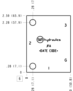 JFA Sun Hydraulics Ninety degree with gauge port Line mount manifold drawing