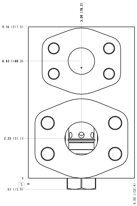 K48 Sun Hydraulics Ninety degree with reverse flow check - reducing Line mount manifold drawing