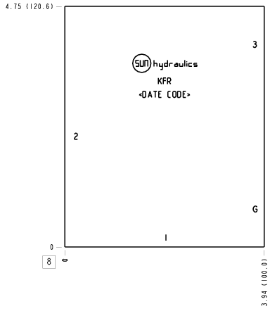 KFR – Ninety degree with gauge port – KFR_8B KFR Sun Hydraulics Ninety degree with gauge port Line mount manifold drawing
