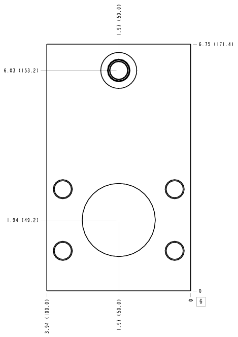 KJS Sun Hydraulics Through port 1 with gauge port Line mount manifold drawing
