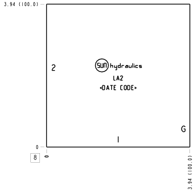 LA2 – Ninety degree with gauge port – LA2_8B LA2 Sun Hydraulics Ninety degree with gauge port Line mount manifold drawing