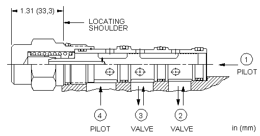 LHFT-XFN Sun Hydraulics Modulating Spool Valve – installation dimensions drawing, cavity T-32A