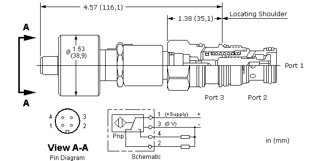LKFCZ-DN Sun Hydraulics Position Indication Valve – installation dimensions drawing, cavity T-2A