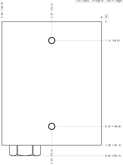 LN8 Sun Hydraulics Ninety degree with reverse flow check Line mount manifold drawing