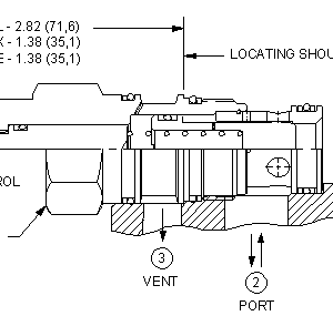 LOFB-XDN Sun Hydraulics Logic Element Valve – installation dimensions drawing, cavity T-2A