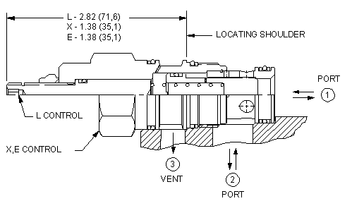 LOFB-XDN Sun Hydraulics Logic Element Valve – installation dimensions drawing, cavity T-2A