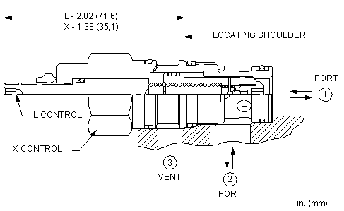 LOFD-XDN Sun Hydraulics Logic Element Valve – installation dimensions drawing, cavity T-2A