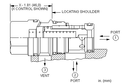 LOHA-XDN Sun Hydraulics Logic Element Valve – installation dimensions drawing, cavity T-17A