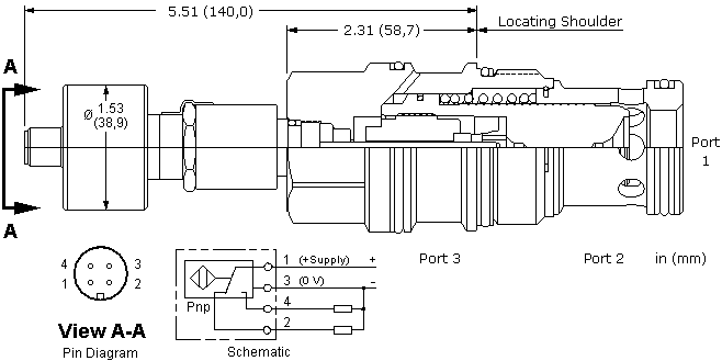 LOJOZ-DN Sun Hydraulics Position Indication Valve – installation dimensions drawing, cavity T-19A