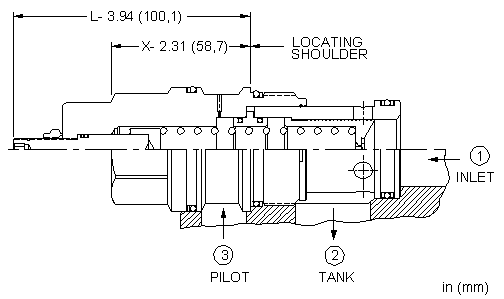 LRJC-XHN Sun Hydraulics Modulating Spool Valve – installation dimensions drawing, cavity T-19A