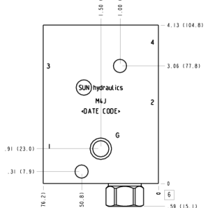 M4J Sun Hydraulics Ninety degree with reverse flow check - reducing Line mount manifold drawing