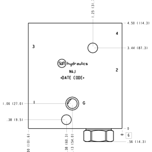 N4J Sun Hydraulics Ninety degree with reverse flow check - reducing Line mount manifold drawing