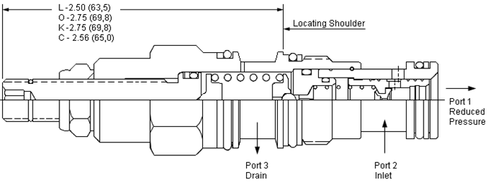 PBDB-LAN Sun Hydraulics Reducing Valve – installation dimensions drawing, cavity T-11A