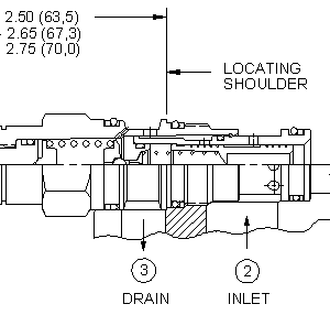 PBDF-LAN Sun Hydraulics Reducing Valve – installation dimensions drawing, cavity T-11A
