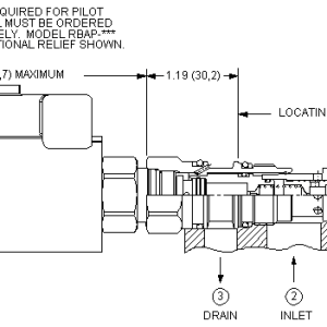 PBDF8-WN Sun Hydraulics Reducing Valve – installation dimensions drawing, cavity T-11A