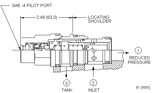 PBHC-BBN Sun Hydraulics Reducing Valve – installation dimensions drawing, cavity T-17A
