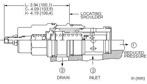 PBJB-LAN Sun Hydraulics Reducing Valve – installation dimensions drawing, cavity T-19A