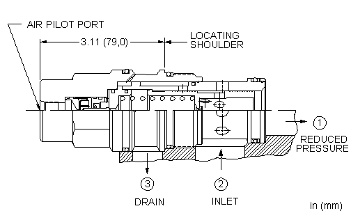 PBJC-BBN Sun Hydraulics Reducing Valve – installation dimensions drawing, cavity T-19A