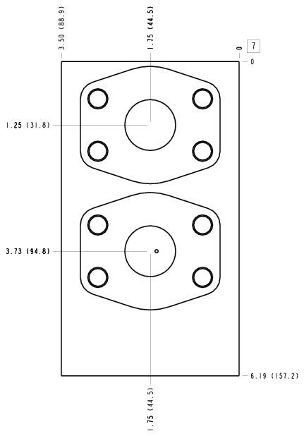 PMQ Sun Hydraulics Ninety degree Line mount manifold drawing
