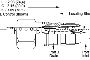 PPBB-LAN Sun Hydraulics Reducing/Relieving Valve – installation dimensions drawing, cavity T-163A