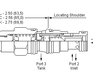 PPDF-LAN Sun Hydraulics Reducing/Relieving Valve – installation dimensions drawing, cavity T-11A