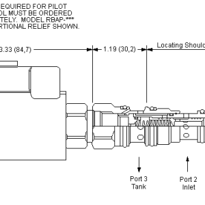 PPDF8-WN Sun Hydraulics Reducing/Relieving Valve – installation dimensions drawing, cavity T-11A