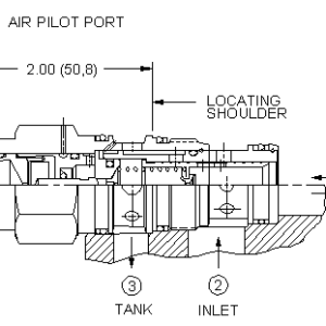 PPFC-ABN Sun Hydraulics Reducing/Relieving Valve – installation dimensions drawing, cavity T-2A
