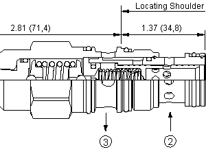PPFF-LAN Sun Hydraulics Reducing/Relieving Valve – installation dimensions drawing, cavity T-2A