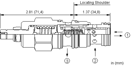 PPFF-LAN Sun Hydraulics Reducing/Relieving Valve – installation dimensions drawing, cavity T-2A