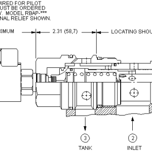 PPJB8-WN Sun Hydraulics Reducing/Relieving Valve – installation dimensions drawing, cavity T-19A