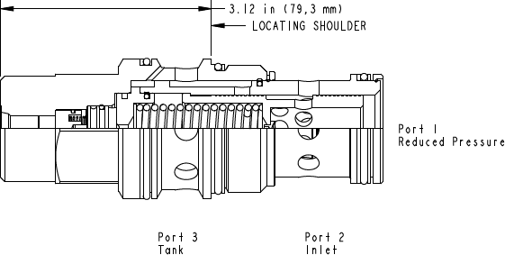 PPJC – Air-controlled, pilot-operated, pressure reducing/relieving valve – PPJCBBN_2d25 PPJCBBN Sun Hydraulics Reducing/Relieving Valve – 2D outline drawing