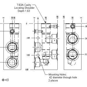 PPN Sun Hydraulics Ninety degree Line mount manifold drawing